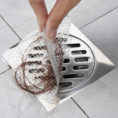 #ad 10Pcs Anti blocking Filter Screen Disposable Floor Drain Sticker Hair Catcher