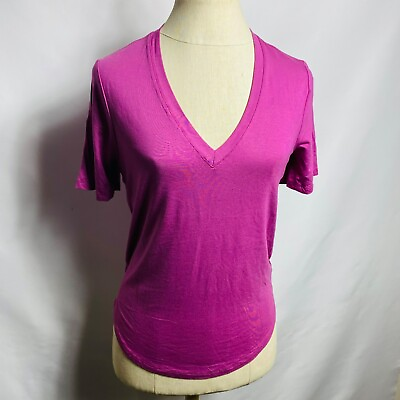 #ad A new day women V neck t shirt purple size S NWT stretch