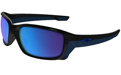 #ad Oakley Straightlink Sunglasses OO9331 04 Polished Black W Sapphire Iridium Lens