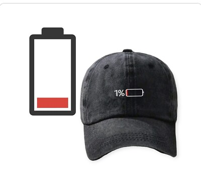 #ad Low Battery Drain 1% Low Energy Baseball Washed Adjustable Humour Dad Funny Hat $19.99