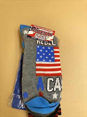 #ad Men#x27;s 3 Pair American Pride Theme Socks With Blue Bandanna Size 10 12 by NWT