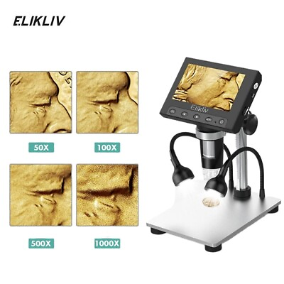 #ad Elikliv Digital Microscope 1000X 4.3#x27;#x27; LCD Screen USB Coin Magnifier with Light