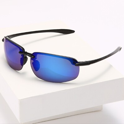 #ad #ad Maui Jim Ho#x27;okipa rimless polarised sunglasses New Unisex Blue Hawaii