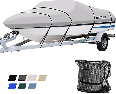 #ad Solution Dyed Waterproof Trailerable Runabout Boat Cover Fit V Hull Tri Hull Fis