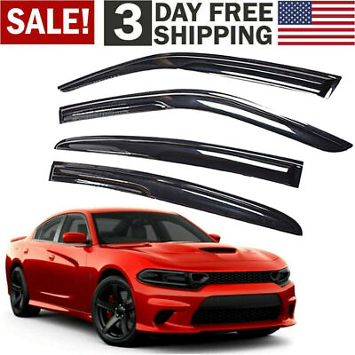 #ad 4x Window Visors Sun Rain Guards Vent Shade Fits for 2011 2022 Dodge Charger