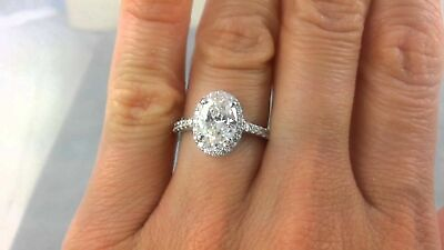 #ad 1.25 Carat Oval amp; Round Cut White Stone Solid 925 Silver Engagement Fashion Ring