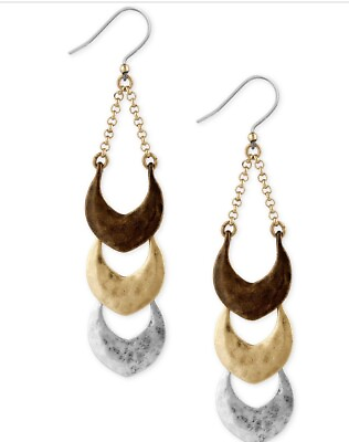 #ad $29 Lucky Brand Triple Tone Drop Earrings Lj1c