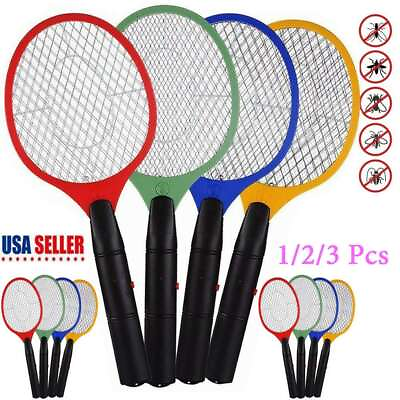 #ad 1 3X Electric Fly Insect Bug Zapper Bat Racket Swatter Mosquito Wasp Pest Killer