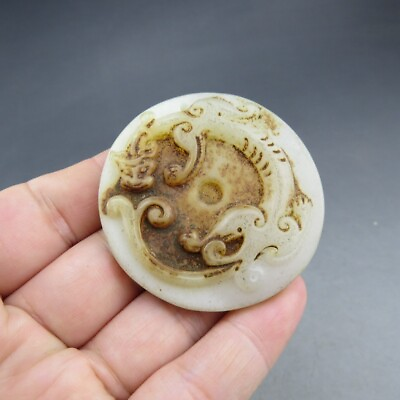 #ad Chineseold jadenoble collection unearthedwhite jadedragonpendant A 806