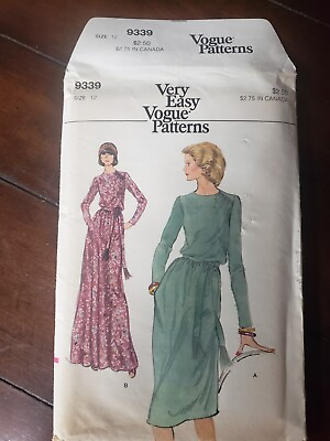 #ad Vogue Very Easy Sewing Pattern #9339 Misses Dress Size 12 Uncut