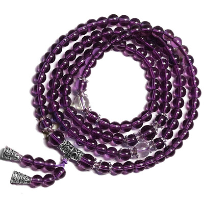#ad Tibetian Sterling Silver Womens Amethyst Bead 28quot; Necklace Bracelet Wrap D341