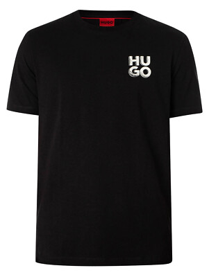 #ad Hugo Mens T Shirt Detzington HUGO Reflective Stacked Logo Tee in Black