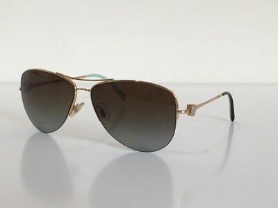#ad Tiffany amp; Co. TF 3021 6084 T5 Aviator Gold Brown Polarized Sunglasses 60*14*135