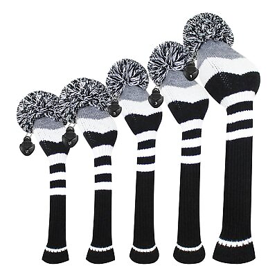 #ad Knit Golf Club Cover Set 5 Head Covers for Driver Fairway Wood Hybrid UT