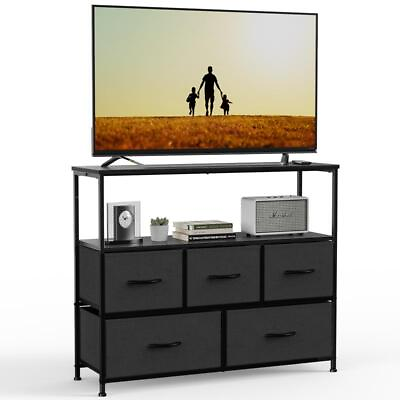 #ad Dresser TV Stand Entertainment Center with 5 Drawers Media Console Table for TV