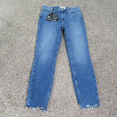 #ad NWT Paige Jeans Womens 27 Blue Hoxton Crop Light Distressed Frayed Hem 27x25
