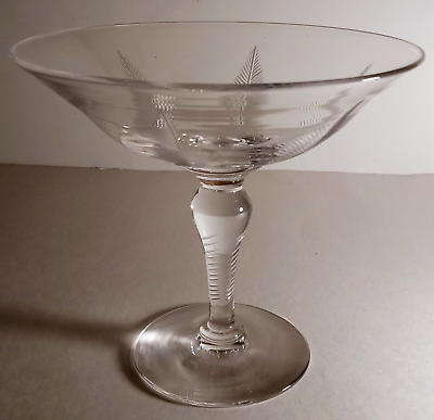 #ad STUART Crystal Glass Woodchester Fern Compote Tazza Rare Piece England Vintage