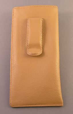 #ad Eyeglass Glasses Case with CLIP Premium top grain Camel Tan leather