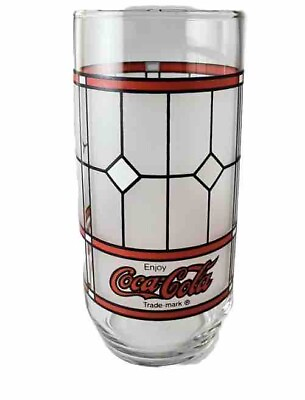 #ad Libbey Coca Cola Tiffany Style Frosted Tumbler Glass