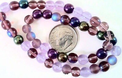 #ad 50 Czech Pressed Glass Druk 6mm Round Beads Lilac Purple MIX with 1mm Hole