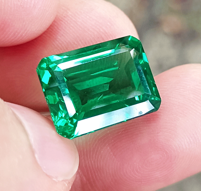 #ad Flawless Natural 9.50 Ct Green Emerald GIE Certified Emerald Cut Loose Gemstone