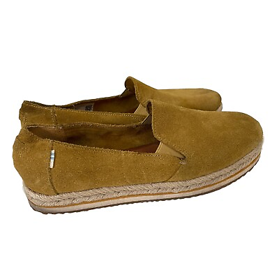 #ad Toms Suede Shoes Women#x27;s Size 7.5 Brown Flats Casual Slip On