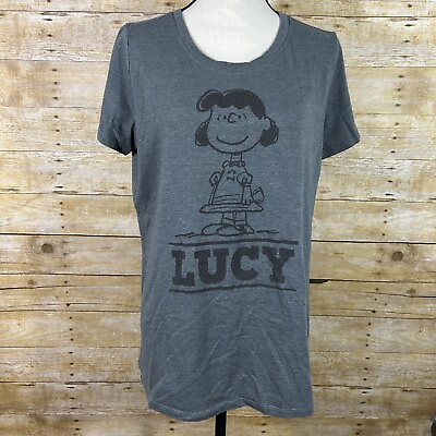#ad Torrid Womens Peanuts LUCY Gray Slim Fit Tee Size 0 Large 12 Crew Neck S S