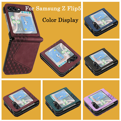 #ad For Samsung Galaxy Z Flip5 Flip4 Flip3 Shockproof Fold Flip Leather Phone Case