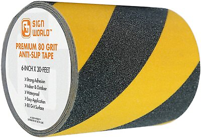 #ad BEST 6quot;x30 FT Black amp; Yellow Anti Slip Safety Grip Tape80Grit Industrial Grade