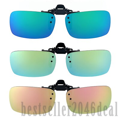 #ad 3 pcs Polarized Clip on Flip up Anti Glare Sunglasses Driving Glasses Lens UV400