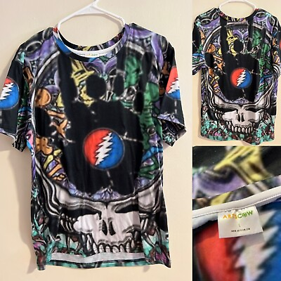 #ad Grateful Dead Shirt Size Large All Over colorful Soft Stretch
