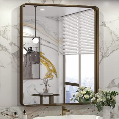 #ad 30 x 36 Inch Bathroom Wall Mirror Brown Farmhouse Mirror with 30×36IN Bronze