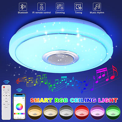 #ad 36W RGB LED Ceiling Light Bluetooth Speaker Music Lamp Dimmable with APP Remote
