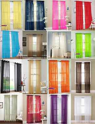 #ad 2Pc Sheer Voile Window Panel curtains DRAPE 84 or 1Pc SCARF MANY COLOR