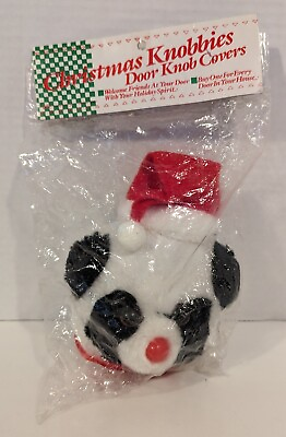 #ad Vintage Christmas Knobbies Plush Door Knob Cover Santa Panda Bear