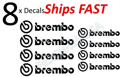 #ad 8 x Brembo Caliper Decal Black Sticker Heat Resistant Free Shipping