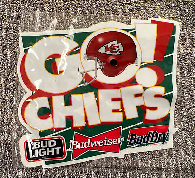 #ad 1994 Kansas City Chiefs Budweiser Bud light Dry Vintage Window Cling Auto Decal