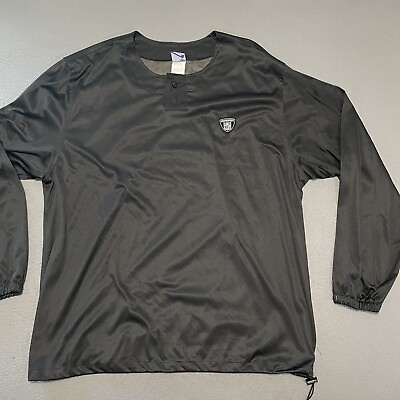 #ad Reebok NFL Equipment XL Black Long Sleeve Shirt 2 Button Crew Neck Activewear