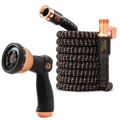#ad Pocket Hose Copper Bullet 50 FT With Thumb Spray Nozzle AS SEEN ON TV 650psi