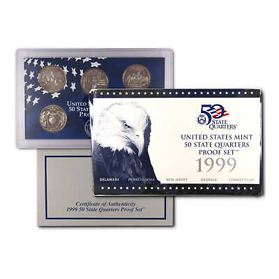 #ad 1999 State Quarter Clad Proof Set U.S. Mint Packaging OGP COA