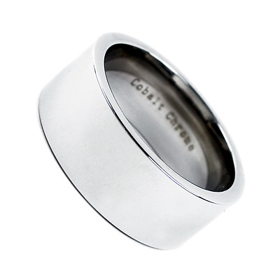 #ad 10mm Men#x27;s Cobalt Chrome Comfort Fit Polish Pipe Cut Wedding Band Ring