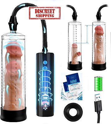 #ad 2023 Updated Vacuum Electric Penis Pump Rechargeable Male Penis Enlarger ED LUBE