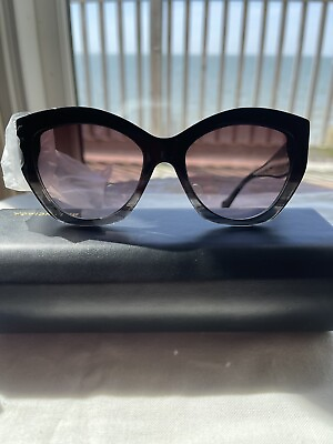#ad Balenciaga Cat Eye Sunglasses 55MM BA103 O5T 56 19 140 3 Black Brown Lenses $450