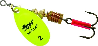 #ad Mepps Aglia In Line Spinner 1 6 Oz Plain Treble Hook Hot Chartreuse Blade B2 HC