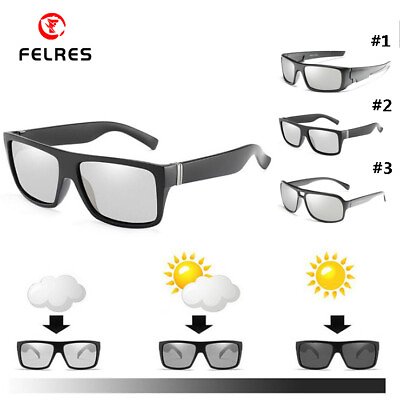 #ad Men#x27;s Photochromic Outdoor Polarized Sunglasses Full Frame UV400 Driving Glasses