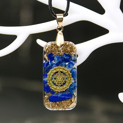 #ad Healing lapis lazuli Sri Yantra Orgone Pendant Necklace Metatron Cube Orgonite