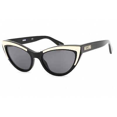 #ad Moschino Men#x27;s Sunglasses Black Aviator Plastic Frame Grey Lens MOS094 S 807 IR