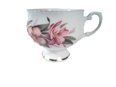 #ad Royal Imperial Tea Cup Finest Bone China Pedestal Gold Trim White Floral