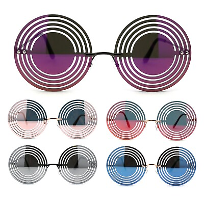 #ad Mirror Lens Hypnotist Circular Die Cut Hippie Round Circle Lens Sunglasses