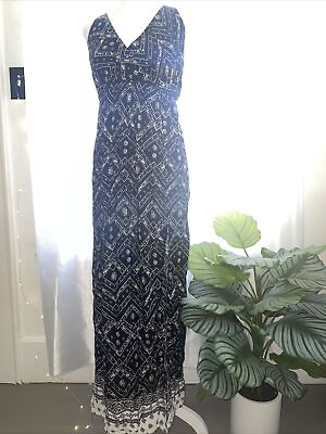 #ad Forever 21 Black Tribal Maxi Dress With Thigh High Slit M